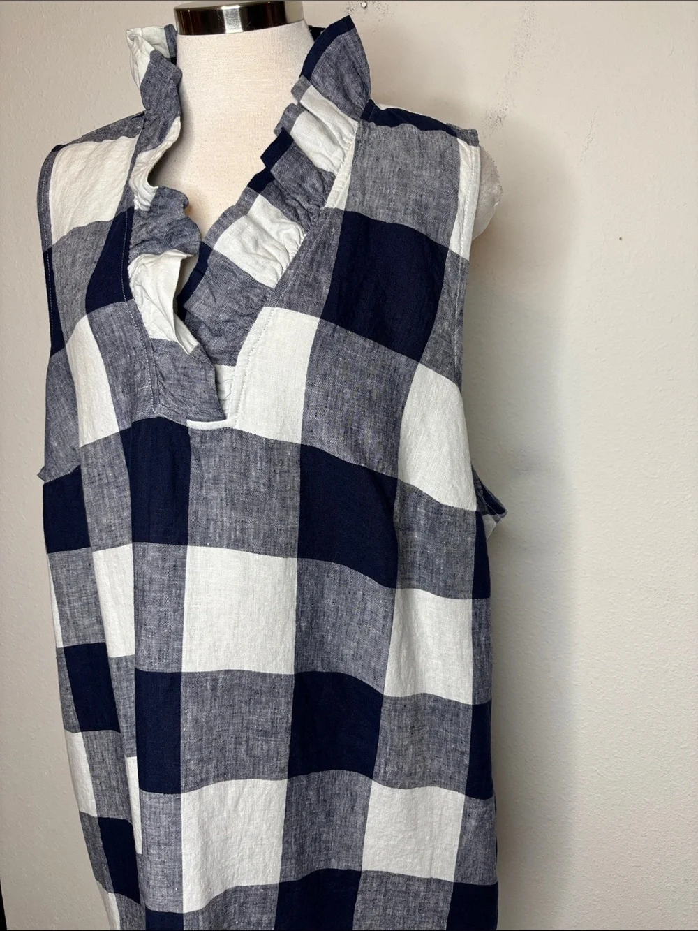 crown & ivy Navy and White Buffalo Check Midi Dress